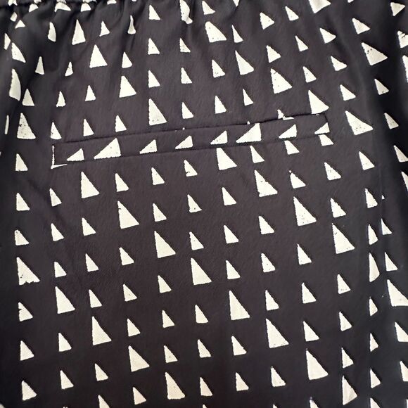 Theory Silk Triangle Print Pull-On Trouser Navy Ivory Print Size 8 - Picture 9 of 10